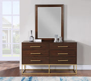 Maxine Wood Veneer And Iron Mirror in Brown - 848Brown-M