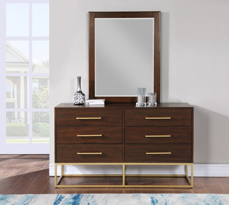 Maxine Wood Veneer And Iron Mirror in Brown - 848Brown-M