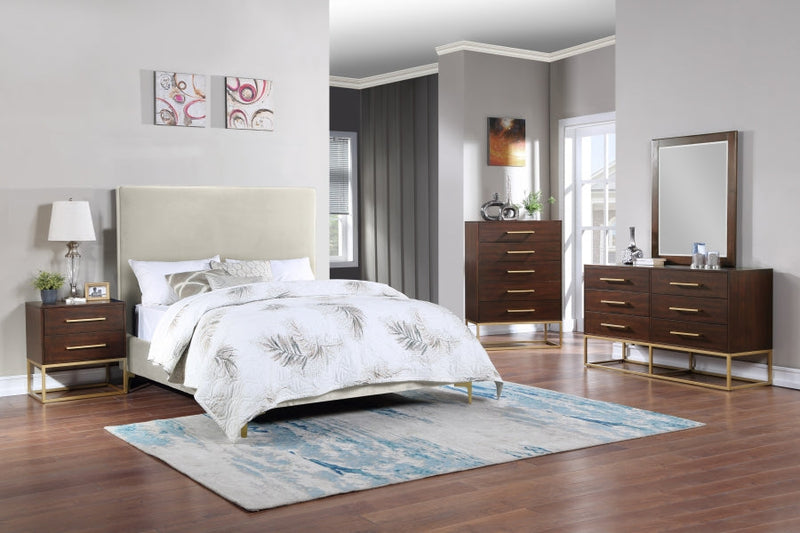 Maxine Wood Veneer And Iron Mirror in Brown - 848Brown-M