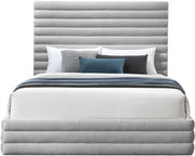 Maxwell Linen Textured Fabric Full Bed (3 Boxes) Grey - Gate FurnitureFull Bed