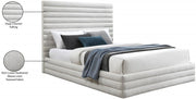 Maxwell Linen Textured Fabric Queen Bed (3 Boxes) Cream - Gate FurnitureQueen Bed