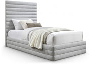 Maxwell Linen Textured Fabric Twin Bed (3 Boxes) Grey - Gate FurnitureTwin Bed