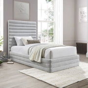 Maxwell Linen Textured Fabric Twin Bed (3 Boxes) Grey - Gate FurnitureTwin Bed