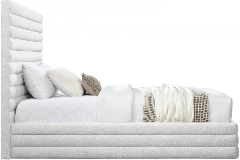 Maxwell Linen Textured Fabric Twin Twin Bed (3 Boxes) Cream - Gate FurnitureTwin Bed