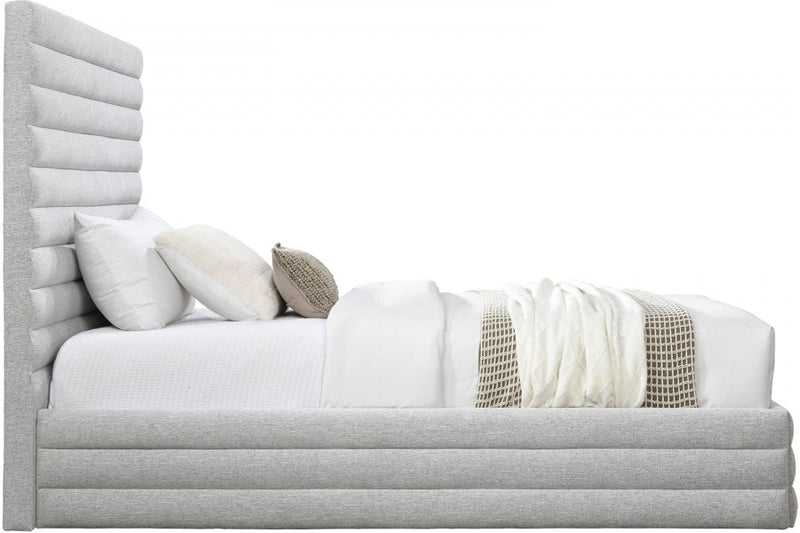 Maxwell Linen Textured Fabric Twin Twin Bed (3 Boxes) Grey - Gate FurnitureTwin Bed