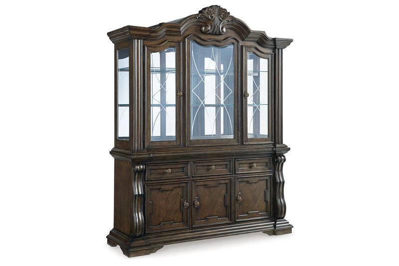 Maylee Dark Brown Dining Buffet and Hutch - Gate FurnitureCabinet