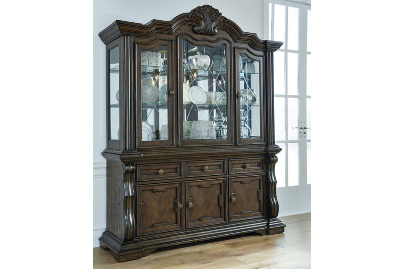 Maylee Dark Brown Dining Buffet and Hutch - Gate FurnitureCabinet