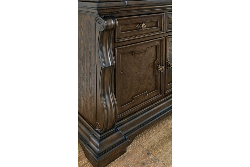 Maylee Dark Brown Dining Buffet and Hutch - Gate FurnitureCabinet