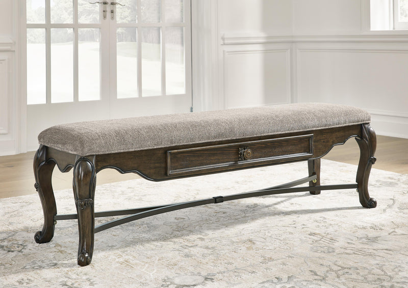 Maylee Dark Brown Dining Table, 2 Chairs and Bench - D947D12