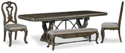 Maylee Dark Brown Dining Table, 2 Chairs and Bench - D947D12