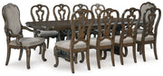 Maylee Dark Brown Dining Table and 10 Chairs - Gate FurnitureDining Room Set