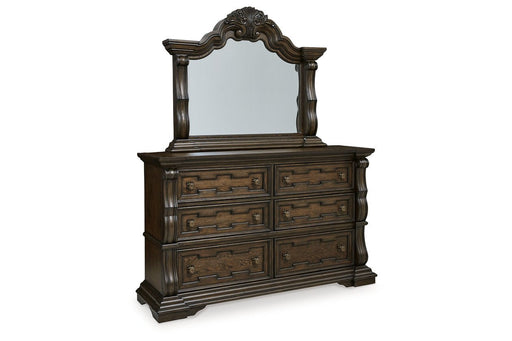 Maylee Dark Brown Dresser and Mirror - Gate FurnitureDresser & Mirror