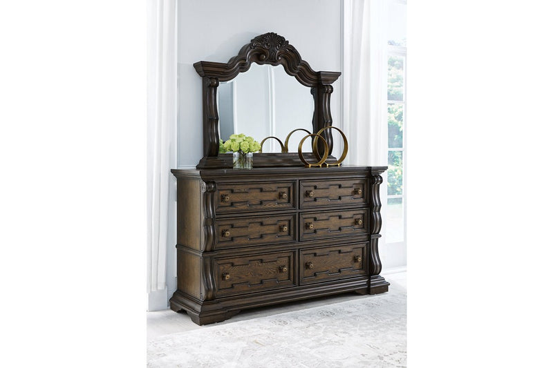 Maylee Dark Brown Dresser and Mirror - Gate FurnitureDresser & Mirror