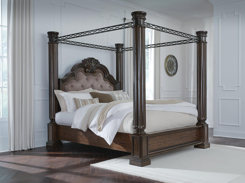 Maylee Dark Brown King Canopy Bed - B947B10