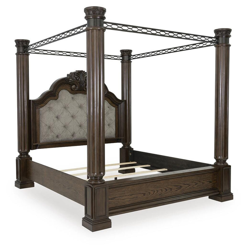 Maylee Dark Brown King Canopy Bed - B947B10
