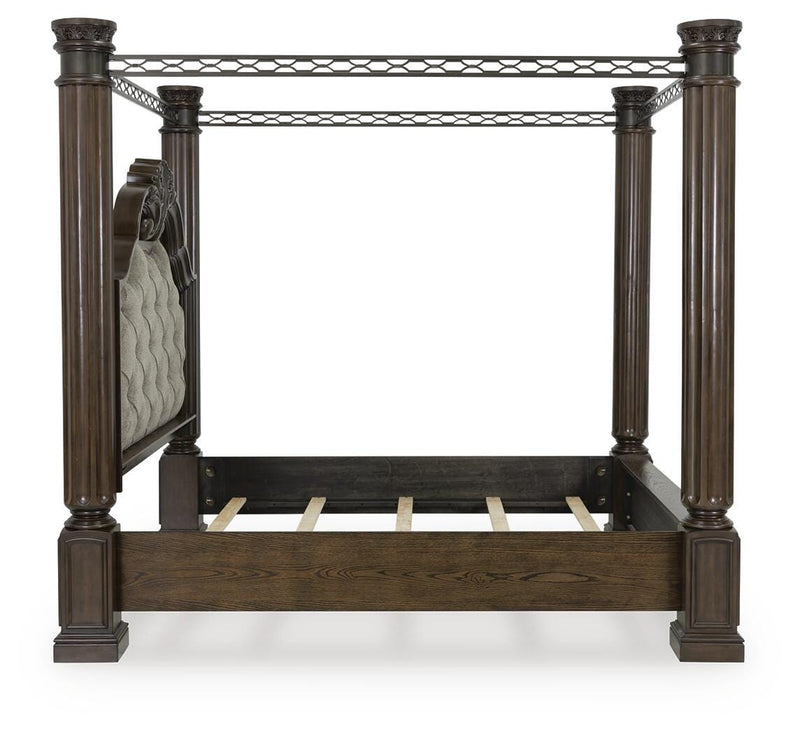Maylee Dark Brown King Canopy Bed - B947B10