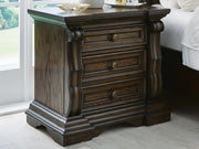 Maylee Dark Brown Queen Upholstered Bed, Dresser, Chest and Nightstand - B947B12