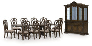 Maylee Dining Table and 10 Chairs with Storage in Dark Brown from Ashley - Luna Furniture