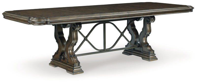 Maylee Dining Table and 10 Chairs with Storage in Dark Brown from Ashley - Luna Furniture
