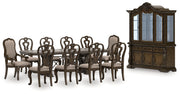 Maylee Dining Table and 10 Chairs with Storage in Dark Brown from Ashley - Luna Furniture
