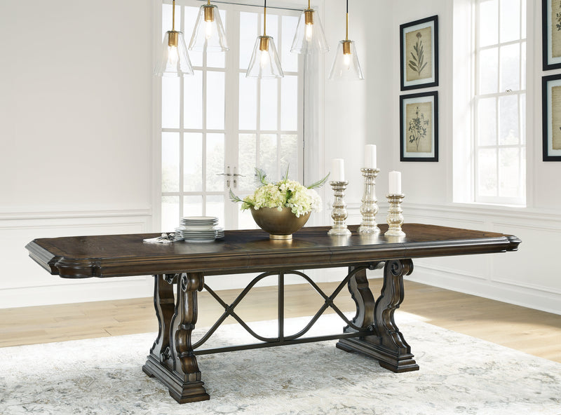 Maylee Dining Table and 4 Chairs and Bench in Dark Brown from Ashley - Luna Furniture