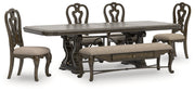 Maylee Dining Table and 4 Chairs and Bench in Dark Brown from Ashley - Luna Furniture