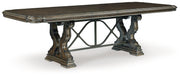 Maylee Dining Table and 4 Chairs and Bench in Dark Brown from Ashley - Luna Furniture