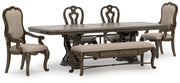 Maylee Dining Table and 4 Chairs and Bench in Dark Brown from Ashley - Luna Furniture