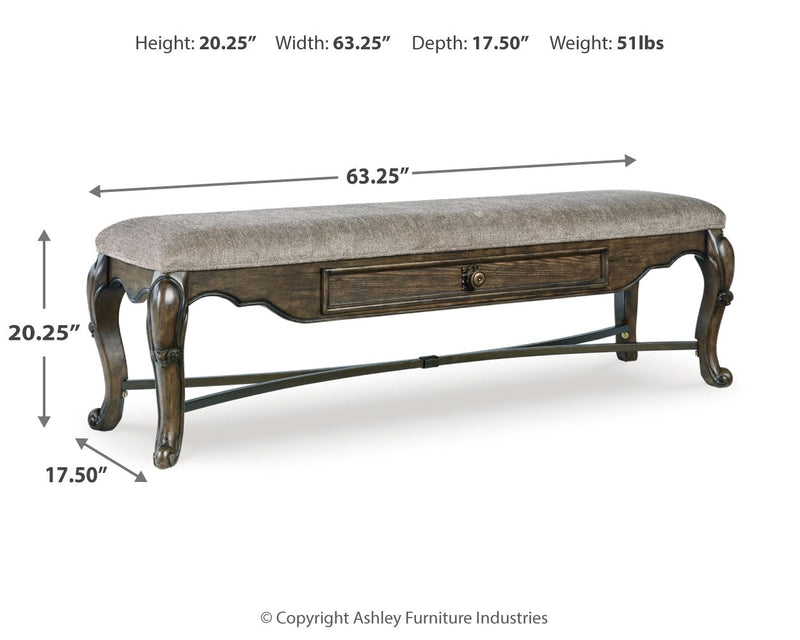 Maylee Dining Table and 4 Chairs and Bench with Storage in Dark Brown from Ashley - Luna Furniture