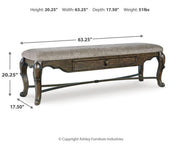 Maylee Dining Table and 6 Chairs and Bench with Storage in Dark Brown - PKG017141