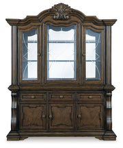 Maylee Dining Table and 6 Chairs with China Cabinet in Dark Brown from Ashley - Luna Furniture