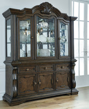 Maylee Dining Table and 6 Chairs with China Cabinet in Dark Brown from Ashley - Luna Furniture