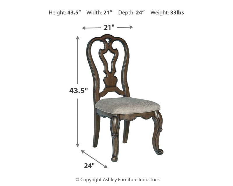 Maylee Dining Table and 6 Chairs with China Cabinet in Dark Brown from Ashley - Luna Furniture