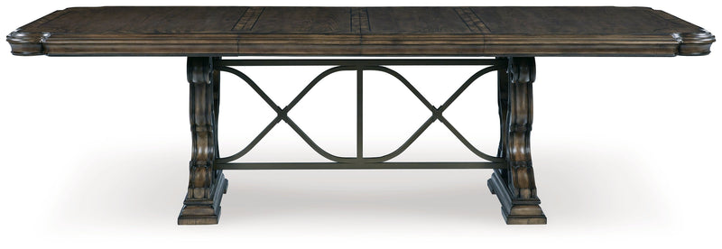 Maylee Dining Table and 6 Chairs with China Cabinet in Dark Brown from Ashley - Luna Furniture