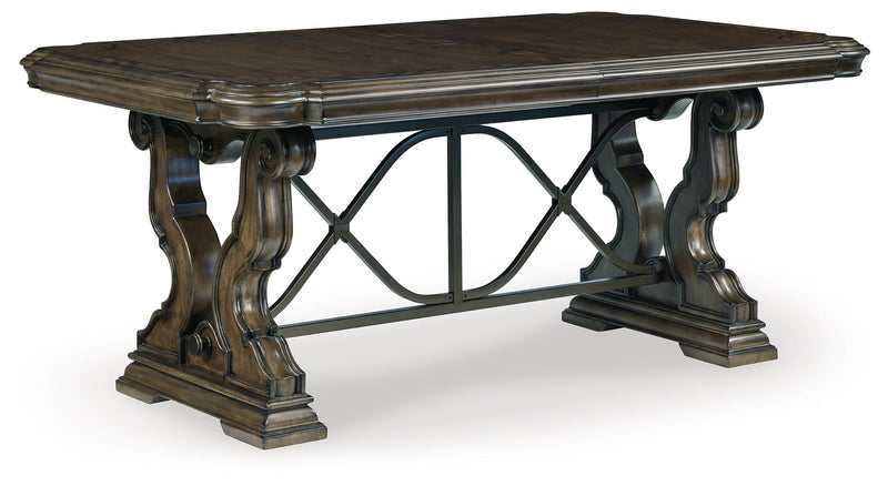 Maylee Dining Table and 6 Chairs with China Cabinet in Dark Brown from Ashley - Luna Furniture
