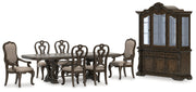 Maylee Dining Table and 6 Chairs with Storage in Dark Brown from Ashley - Luna Furniture