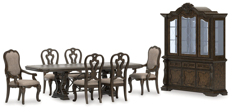 Maylee Dining Table and 6 Chairs with Storage in Dark Brown from Ashley - Luna Furniture