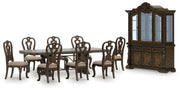 Maylee Dining Table and 8 Chairs with Storage in Dark Brown from Ashley - Luna Furniture