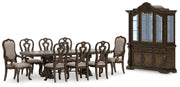 Maylee Dining Table and 8 Chairs with Storage in Dark Brown from Ashley - Luna Furniture