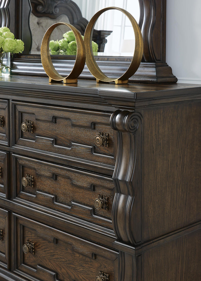 Maylee King Canopy Bed and Dresser in Dark Brown - PKG022426