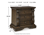 Maylee King Upholstered Bed and 2 Nightstands in Dark Brown - PKG017044