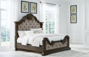 Maylee King Upholstered Bed and 2 Nightstands in Dark Brown - PKG017044