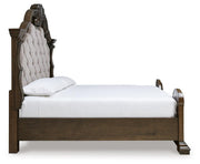 Maylee King Upholstered Bed and 2 Nightstands in Dark Brown - PKG017044