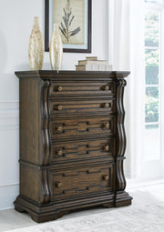 Maylee King Upholstered Panel Bed, Chest and 2 Nightstands - B947B19