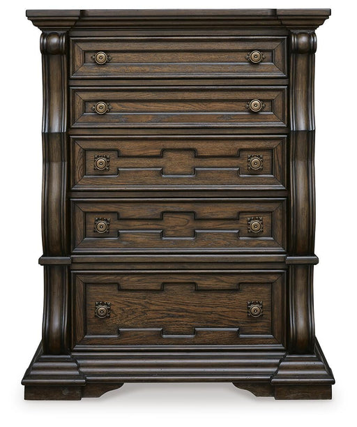 Maylee King Upholstered Panel Bed, Chest and 2 Nightstands - B947B19