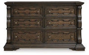 Maylee Queen Canopy Bed and Dresser in Dark Brown - PKG022442