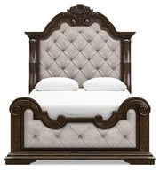 Maylee Queen Upholstered Bed with 2 Nightstands in Dark Brown - PKG017035