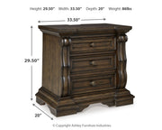 Maylee Queen Upholstered Bed with 2 Nightstands in Dark Brown - PKG017035