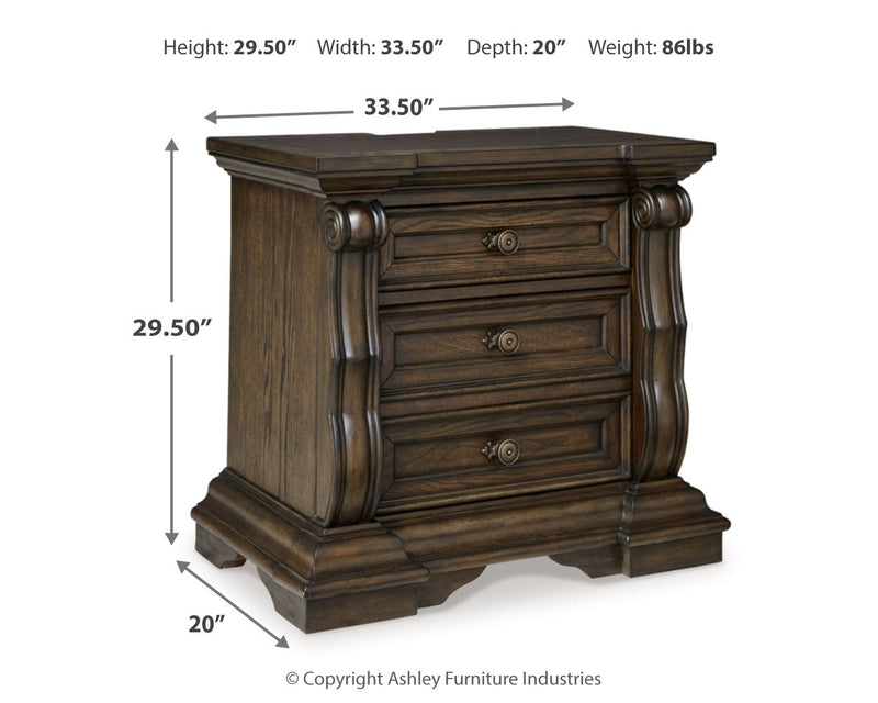 Maylee Queen Upholstered Bed with 2 Nightstands in Dark Brown - PKG017035