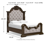 Maylee Queen Upholstered Bed with 2 Nightstands in Dark Brown - PKG017035